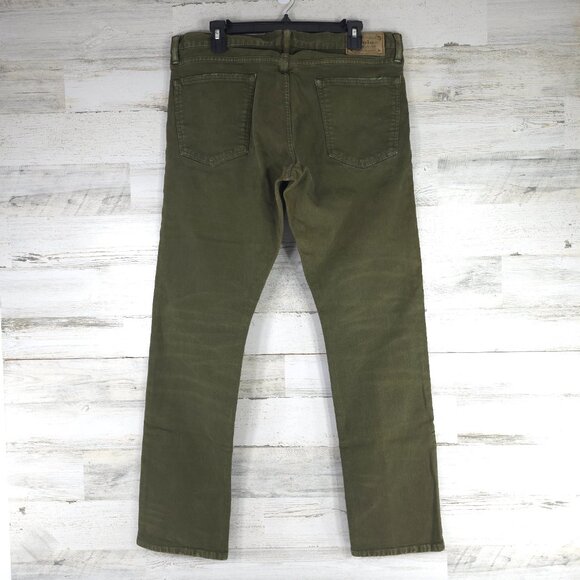 POLO RALPH LAUREN Varick Slim Straight Olive Green Denim Jeans Men's SIZE 36x32. - Picture 3 of 16